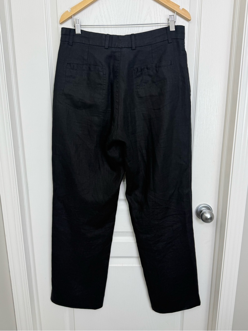 Vintage Linen Trouser Pants Women’s Size 32 Black 90s - Picture 3 of 8